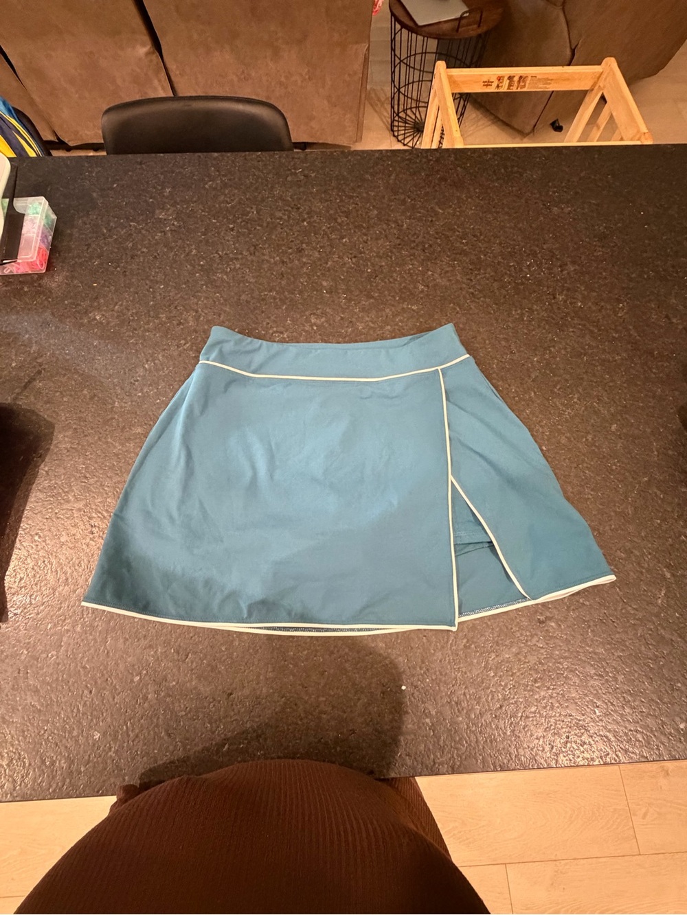 Fabletics A-Line Teal Mini Skirt with Contrast Piping